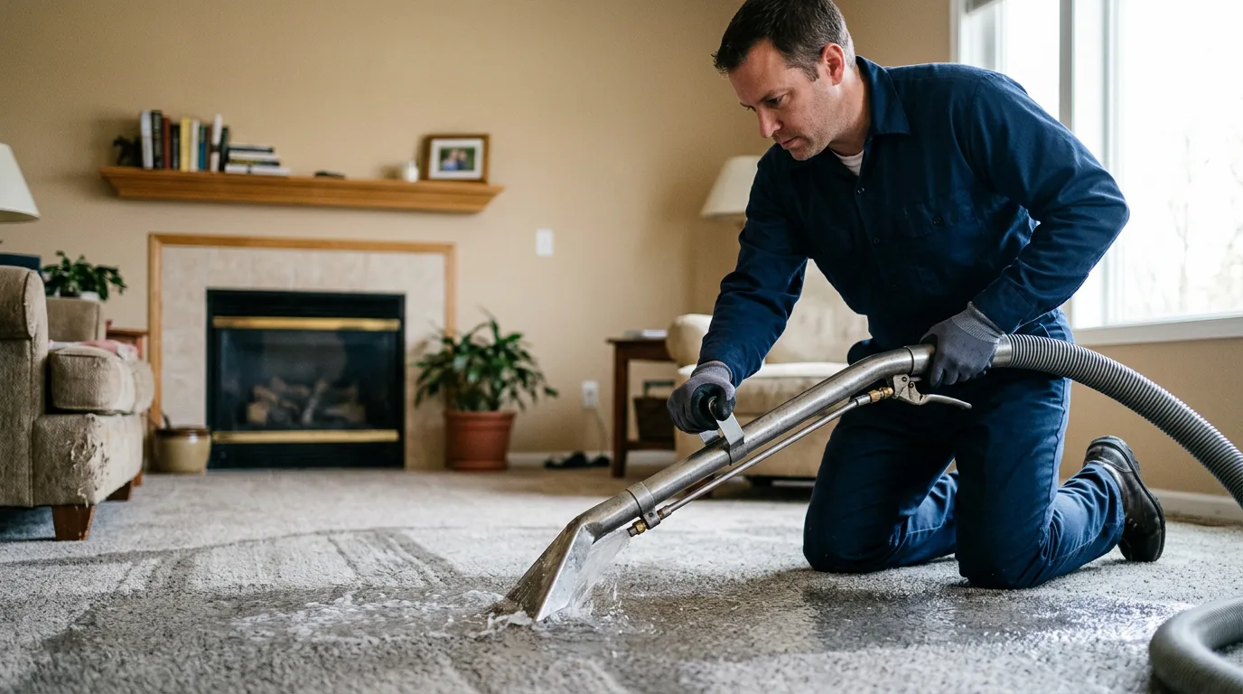 Water damage restoration technician working near Belhaven, NC